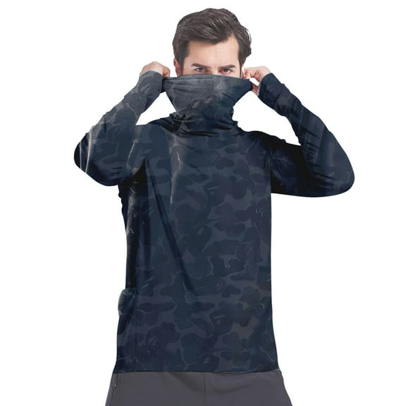 Taqqpue Men's Sun Protection Hoodie Shirt UPF 50  Long Sleeve UV SPF T-Shirts Rash Guard Fishing Swimming Lightweight Tops