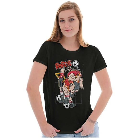 Popeye the Sailor Man Soccer Team Women's T Shirt Ladies Tee Brisco Brands S