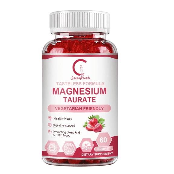 Magnesium Taurate Supplement - 1800mg Magnesium Taurate Gummies for Overall Health, Muscles Function, Sugar-Free & Vegan & Non-GMO, 60 Strawberry Gummies