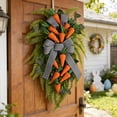 thumbnail image 5 of Wooowa Easter Carrot Bow Wreath, Spring Artificial Greenery Garland for Front Door, Wall, Window and Home Party Decor, 19.7 Inches, 5 of 9