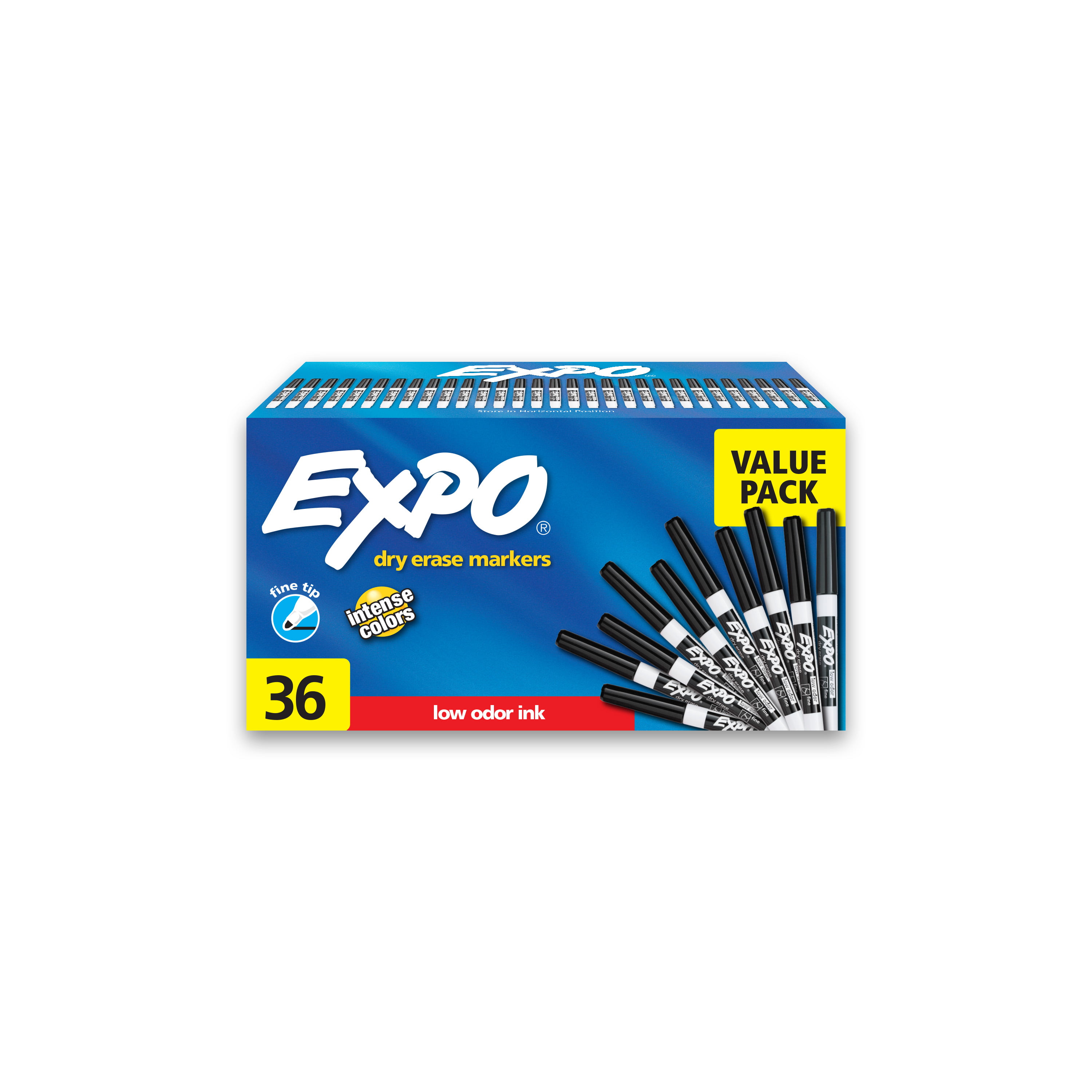 EXPO Low Odor Dry Erase Markers Ultra Fine Tip Office Pack Black 36/Pack 