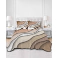 thumbnail image 2 of Quilts Full Size Bedding Set, Brown Ombre Lightweight Quilted Comforter, Modern Geometric Abstract Aesthetic Cream Soft Reversible Bedspread Coverlet with Pillow Covers for All Season, 78" x 90", 2 of 7
