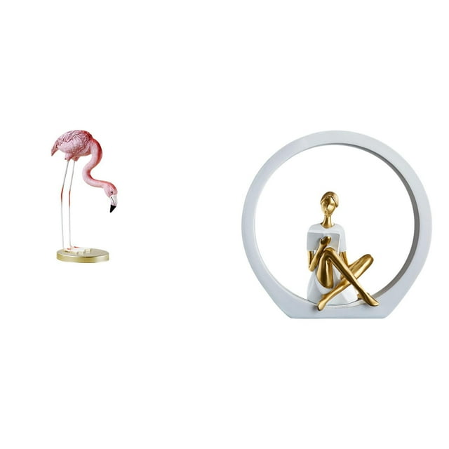 Estatua de resina de chica flamenco, escultura moderna con soporte de metal, figura abstracta de mujer, centro de mesa, decoración del hogar para jard