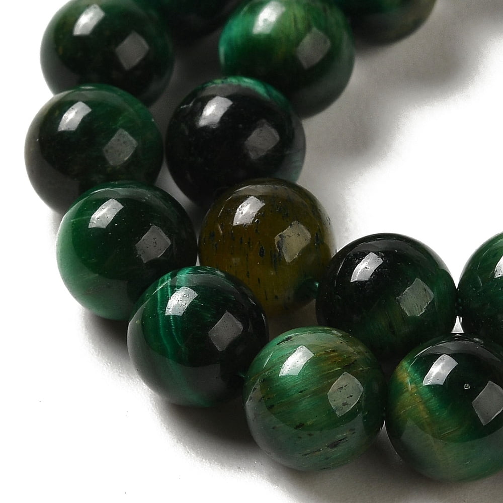 Dyed Natural Tiger Eye Beads Strands Round Dark Green 8mm Hole: 1.2mm about 48pcs/strand 15.55 inch(39.5cm)