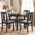 thumbnail image 2 of Gymax Wooden Dining Chairs Set of 4 w/Rubber Wood Frame Hollowed Backrest for Kitchen Black, 2 of 10
