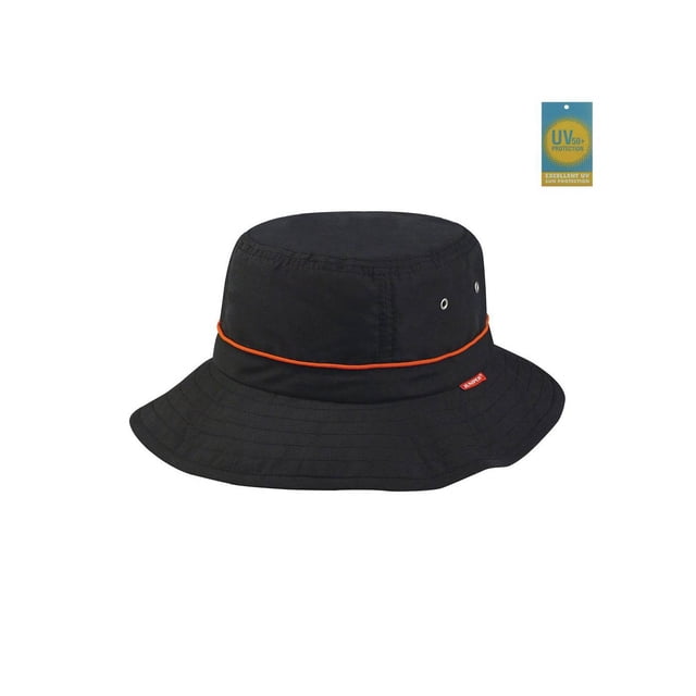 Juniper Taslon UV Bucket Cap with Orange Piping, Black