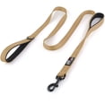 thumbnail image 1 of YIXIGGC Double Handle Dog Leash 6ft, Heavy Duty, Reflective Dual Handle Dog Leash for Safety Training, for Medium Large Dogs,2 Handle Leads(Brown) DYF329-2160, 1 of 5