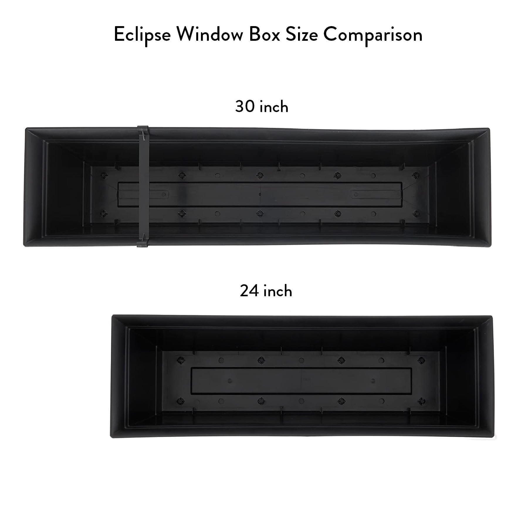 The HC Companies 24 Inch Eclipse Window Planter - Indoor Outdoor Rectangular Plant Pot with Removable Saucer for Flowers, Herbs, Black
