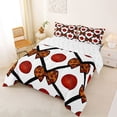 thumbnail image 2 of Castle Fairy Cricket Print Bow Full Size Comforter Sets 3-Piece, Minimalism Grid Bedding Comforter Set, Black Red Brown,1 Comforter and 2 Pillowcases, 2 of 6