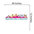 thumbnail image 3 of LEGENDARY - Kids Nursery Bedroom Art Group Of Unicorns Decoration - Sparkle Like A Unicorn Inspirational Quote Design - Home Living Room Easy To Apply Multicolored Wall Decal Sticker 40" x 12", 3 of 3