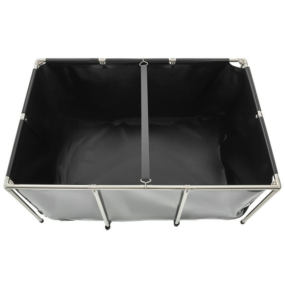 KFFKFF Canvas Fish Pond, 270 Gal Above Ground Tank, PVC Koi Pond with Transparent Viewing Panel, Rectangular Goldfish Tank with Metal Frame & Drain Valve, Suitable for Koi Breeding and Irrigation