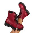 thumbnail image 2 of Thick Sole Work Boots,Vintage Military Booties,Brown Combat Boots,Women Vintage Lace Up Combat Boots Thick Lug Sole Low Top Ankle Booties Casual Work Booties,Wine 9, 2 of 6