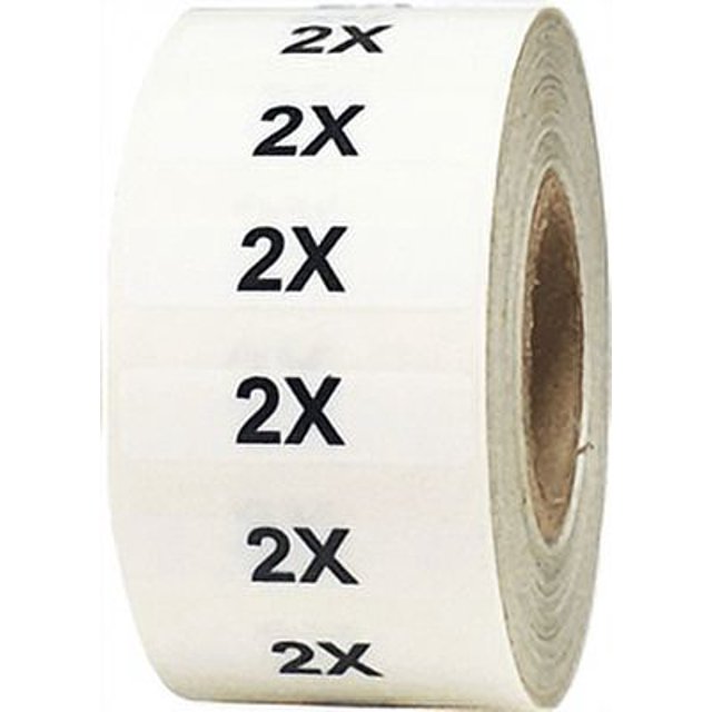 Clear 2X Clothing Size Strip Stickers | 1.25 x 5" Inches Wide | 125 Pack