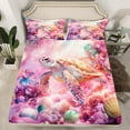 thumbnail image 2 of Erosebridal Sea Turtle Twin Sheet Sets, Pink Ocean Bed Sheets Twin, Kawaii Seashell Bedding Twin Size, Super Cozy Room Decor, 3-Piece, 2 of 7