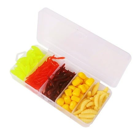 Sportact Fishing Baits Fishing Accessories Fishing Equipment 160pcs Soft Artificial mealworm corns Fishing Bait Simulation Red Rubber Shrimp