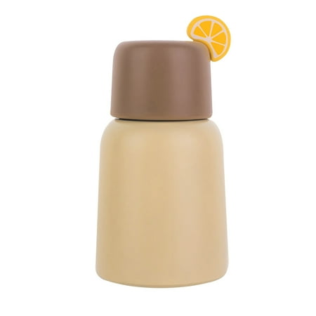 

250ML 304 Stainless Steel Cup Fruit Piece Decor Portable Girls Water Bottle Home Kitchen Drink Bottle (Yellow)