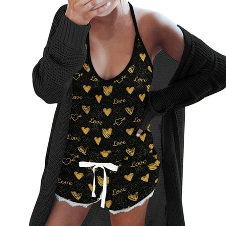 

ASEIDFNSA Bathing Suit Tops for Women Swim Wear Womens Women Heart Printing Top Shorts Set Pajamas Sleeveless Cami Shorts Lingerie Sleepwear Set Homewear Fashion Set