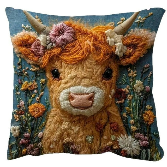 Decorative Pillows for Bed Cute Calf Hop Flower 2D Digital Printing Short Sofa