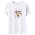 thumbnail image 5 of Zedker Easter Shirts for Women Fashion Egg Printed Casual Short Sleeve Round Neck T Shirt Tops White L, 5 of 7