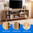 thumbnail image 4 of Dextrus 70 Inch Mid Century Modern TV Stand with Fluted Rolling Doors and Adjustable Shelves, Fits Up to 75 Inch TV for Living Room, Beige, 4 of 10