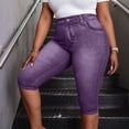 thumbnail image 7 of Qiopertar Women's Casual High Waisted Printed Pants with Pockets Stretchy Elastic Waist Slim Fit Capri Jeggings Imitation Denim Non-Denim Fabric Comfortable Walking Pants, Purple S, 7 of 7