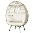 thumbnail image 1 of Costway Fauteuil Oeuf en Rotin Surdimensionné pour Patio avec Panier et 4 Coussins pour Intérieur Extérieur, 1 of 9