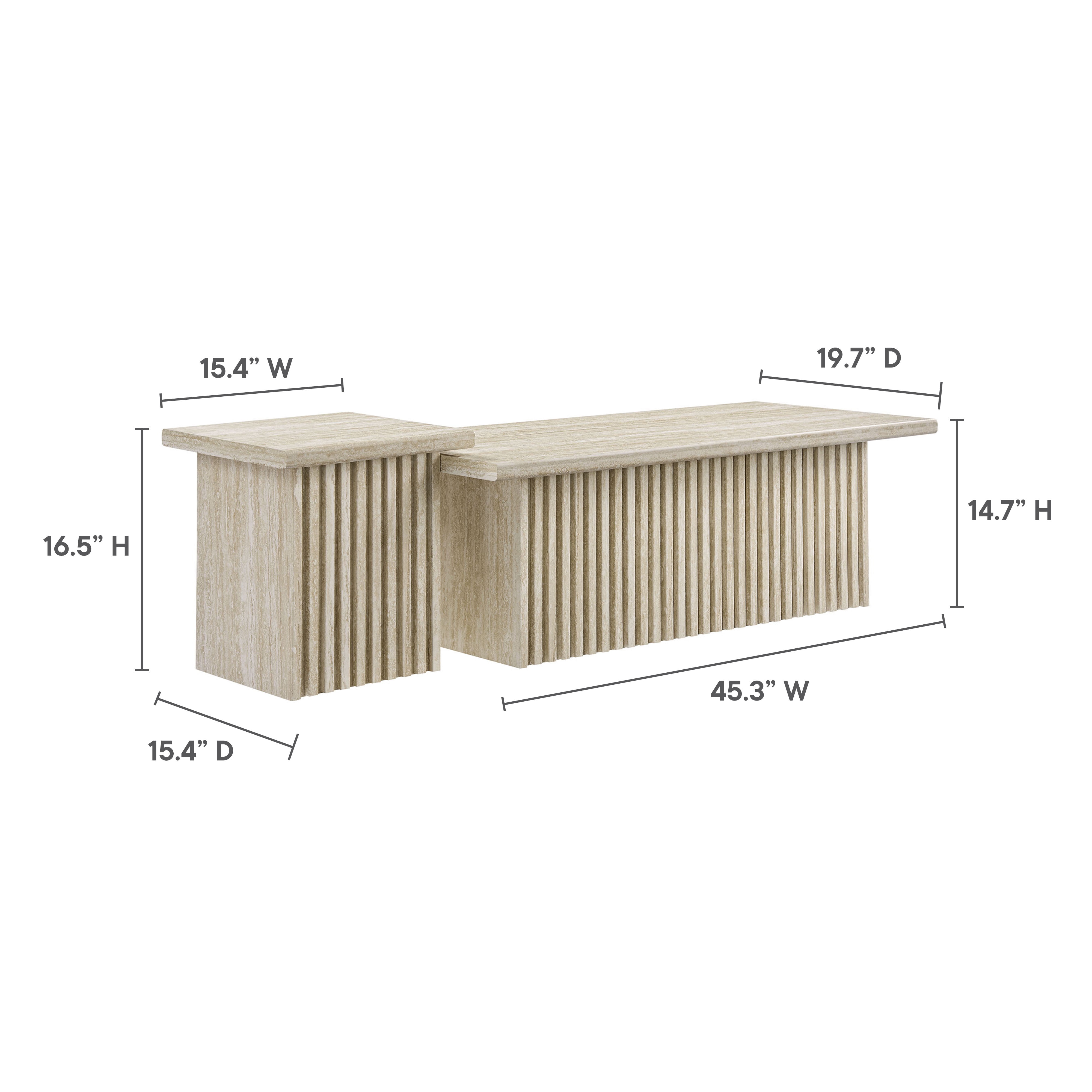 Render Coffee Tables Set of 2 in Travertine
