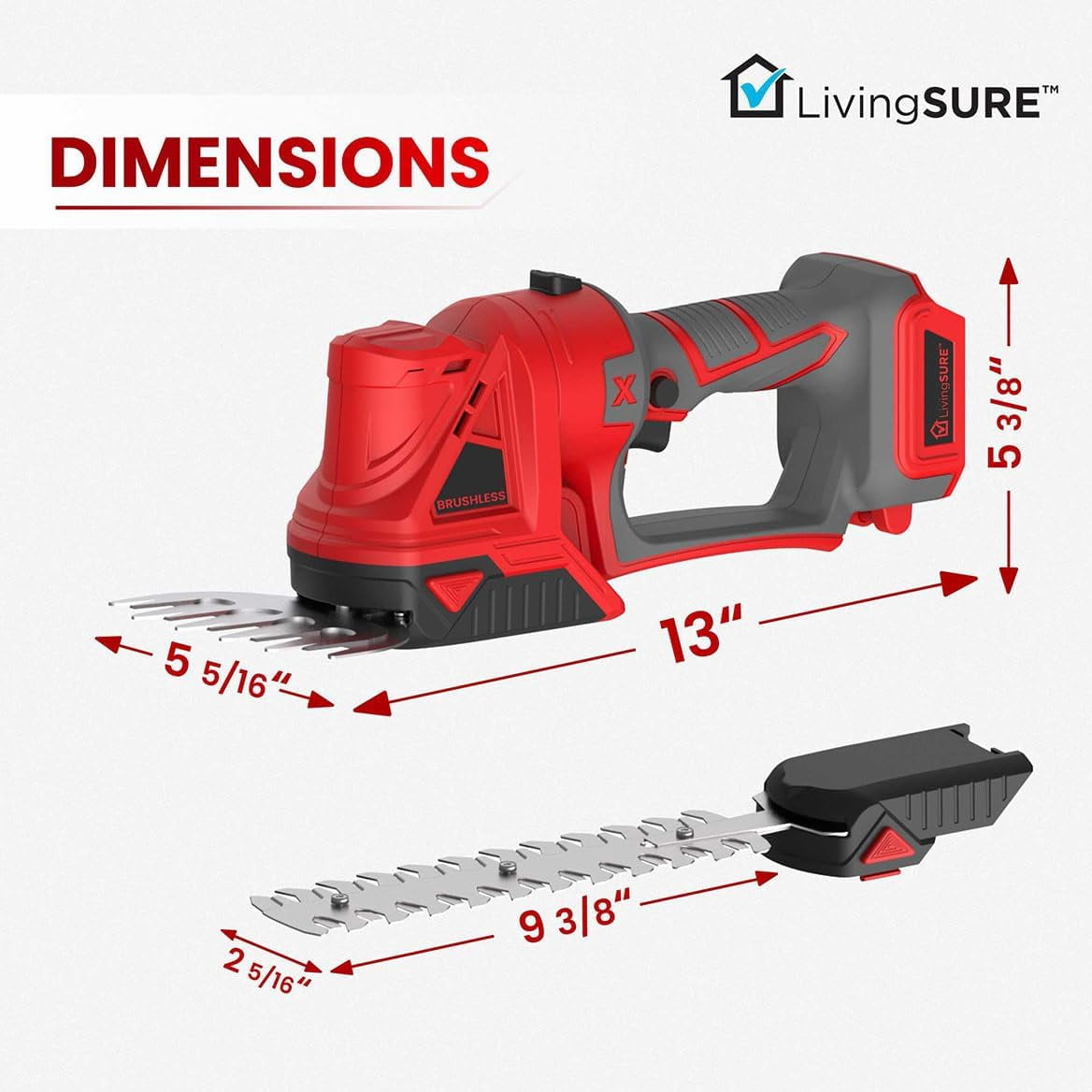 2-in-1 Cordless Mini Hedge Trimmer Electric Dual-Function Gardening Power Tool for Shrubs and Lawns