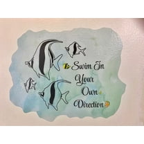 3D Bedroom Wall Decal Sticker For Unisex Custom Designs With 3D Fish Cute 3D Fishes On Sleek Watercolor Design - Swim In Your Direction Easily Applied And Removable - Size: 26 In X 26 In