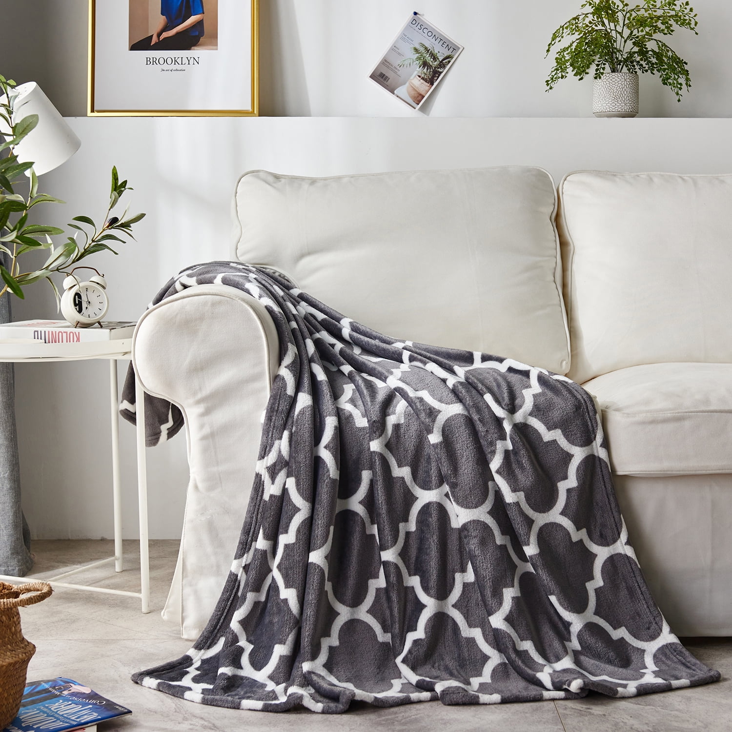 Super Soft Micro Fleece Lightweight Flannel Blanket Warm Cozy for Sofa Lap Travel Bed Throw Blanket,40x50 inch,Rainy Monday 