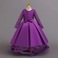 thumbnail image 6 of JAJAHO Flower Girl Dress Kids Girls Princess Birthday Dress Lace Long Sleeve Pleated Midi Party Wedding Formal Ball Gown 4-14Y, 6 of 7