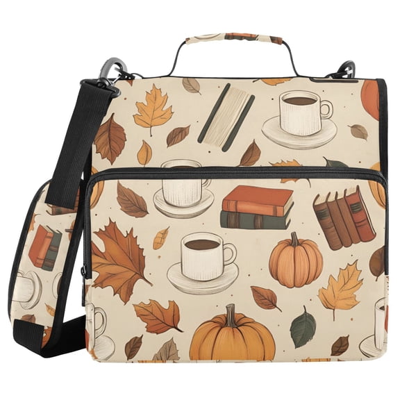 FORMRS Zipper Binder with Shoulder Strap 2-inch Ring 500 Sheet Capacity File Bag, Fall Book