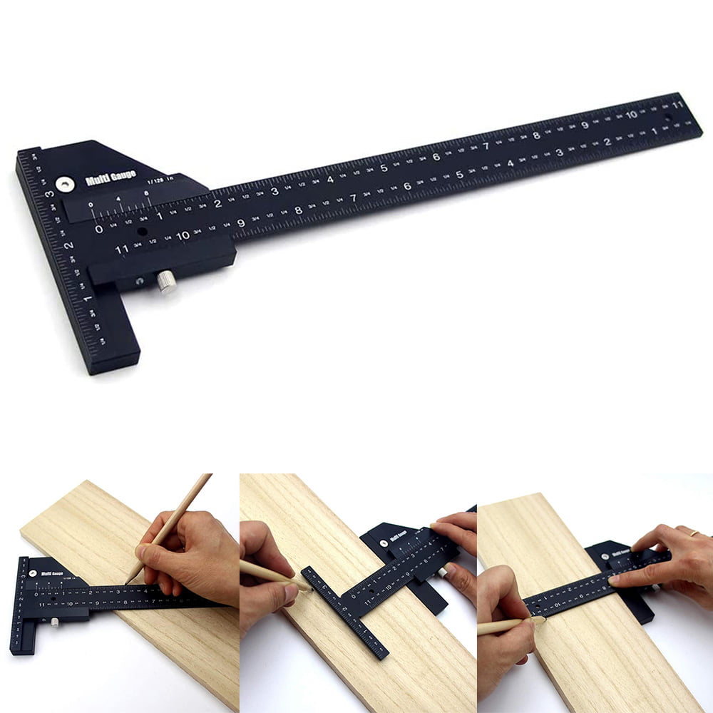 Precision Marking Gauge Ruler T-Type Square Multifunction Woodworking Tool Ruler 