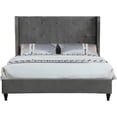 thumbnail image 1 of Best Master Furniture Valentina Lit Plateforme Très Grand en Velours Gris, 1 of 1