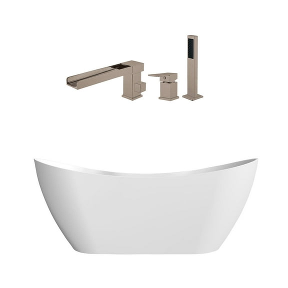 Maxwell 67 Inch Acrylic Double Slipper Freestanding Tub Package