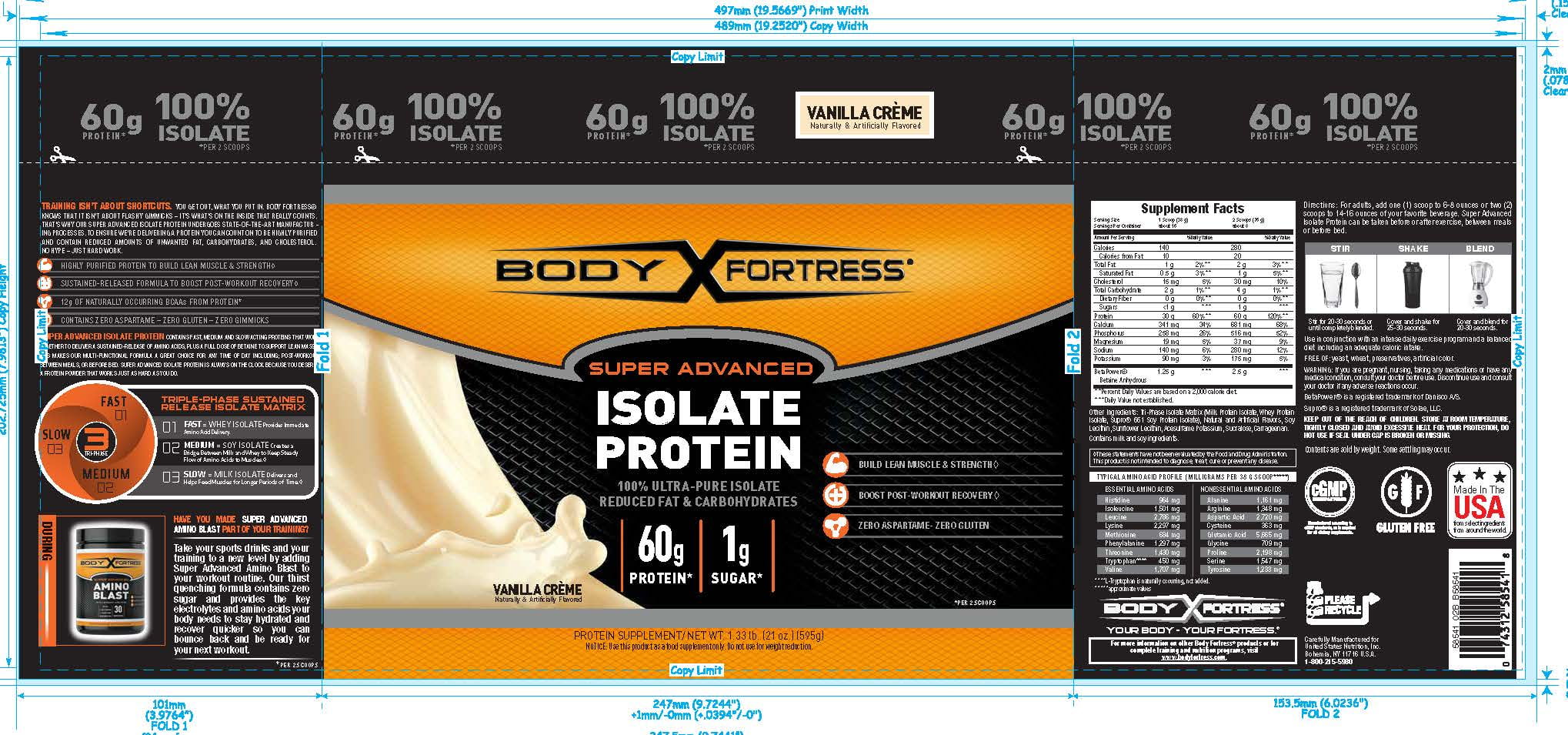 Body Fortress Super Advanced Whey Protein Powder, Vanilla, 60g Protein, 1.33 Lb