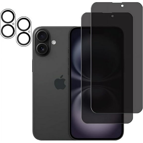 (2 2 Pack) Privacy Screen Protector for iPhone 16 , 9H Dark Tempered Glass Screen Film Guard for iPhone 16 , Case Friendly, Bubble-Free