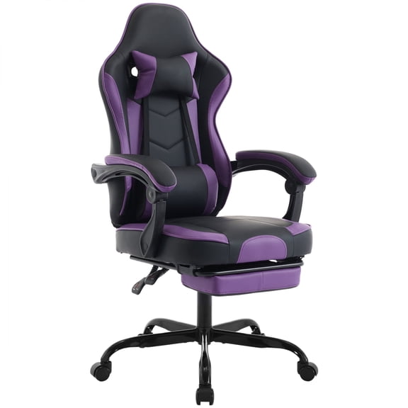 ChenyueFurn Adult Gaming Chair with Massage Lumbar Support and Footrest, Black