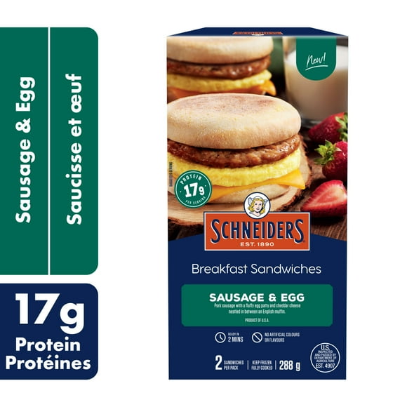 Schneiders Sausage & Egg Breakfast Sandwiches, 2 per pack, 288 g