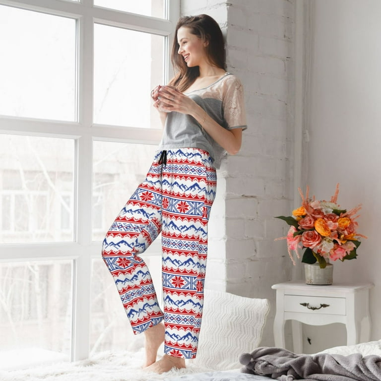 Cauagu red blue Snow Mountain Pajama Pants for Women Loose Fit