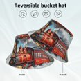 thumbnail image 2 of Yiaed Red Train Hot Air Balloon Print Reflective Stripe Bucket Hat Unisex Funny Outdoor Fisherman Cap Beach Sun Hat, 2 of 5