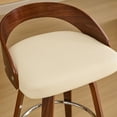 thumbnail image 4 of Mid-century Modern Bar Stools (2) - 25" Height, Beige Faux Leather Seat, Walnut Wood, Functional Seat Design Of 2 Modern, 25-inch Low Back, Leather, Walnut Finish 360-degree Swivel, 4 of 7