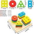 thumbnail image 2 of Homaful Wooden Sorting & Stacking Toys for Toddlers Educational Shape Color Recognition Puzzle Stacker Early Childhood Development Puzzle Toys for 1 2 3 Year Old Boys Girls (4 Shapes-16PCS), 2 of 6