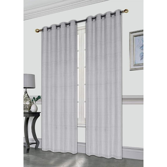 Gwen 52X84 Decorative Crushed Faux Linen Curtain Panel, Elegant Sparkle Metallic Solid Color Window Curtain, Single Panel, Grey