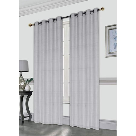Faux Sparkles - Gwen 52X84 Decorative Crushed Faux Linen Curtain Panel, Elegant Sparkle Metallic Solid Color Window Curtain, Single Panel, Grey