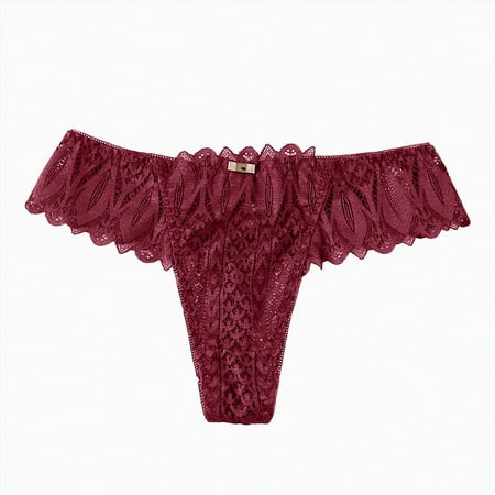 Meiodtion Underwear for Women Seamless Thong Comfort High Waisted Panty Cheeky Elastic Waist Banded No Show Panties  Red  L