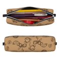 thumbnail image 3 of XMXT Leather Pencil Case, Coffee Pencil Print Large Capacity Pencil Pouch for Student Teens Women, 3 of 9