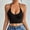 001 Black, variant on Women's Solid Color Halter Crop Tops V Neck Sleeveless Backless Trendy Tops Casual Slim Fit Tops