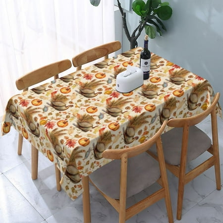 

JEUXUS Thanksgiving Christmas Square Decorative Long Tablecloth 54x72in Thanksgiving Christmas Tablecloths Floral Print Autumn Pattern for Party