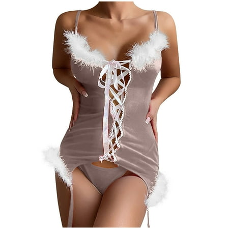 

Christmas Sexy Lingerie For Women Home Underwear Erotic Gold Velvet Stitching Sexy Set